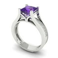 thumbnail image 1 of 2.28 ct Brilliant Princess Cut Natural Amethyst 18K White Gold Solitaire with Accents Engagement Bridal Wedding Ring Band Set size 4.25, 1 of 7