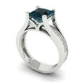 thumbnail image 1 of 2.28 ct Brilliant Princess Cut Natural London Blue Topaz 14k White Gold Solitaire with Accents Engagement Bridal Wedding Ring Band Set size 9.25, 1 of 7
