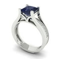 thumbnail image 1 of 2.28 ct Brilliant Princess Cut Blue Sapphire 18K White Gold Solitaire with Accents Engagement Bridal Wedding Ring Band Set size 9.25, 1 of 7