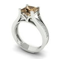 thumbnail image 1 of 2.28 ct Brilliant Princess Cut Champagne 18K White Gold Solitaire with Accents Engagement Bridal Wedding Ring Band Set size 9, 1 of 7