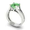 thumbnail image 1 of 2.28 ct Brilliant Princess Cut Green Zircon 14k White Gold Solitaire with Accents Engagement Bridal Wedding Ring Band Set size 8, 1 of 7