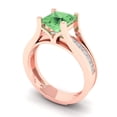 thumbnail image 1 of 2.28 ct Brilliant Princess Cut Green Zircon 18K Rose Gold Solitaire with Accents Engagement Bridal Wedding Ring Band Set size 3.5, 1 of 7