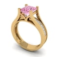 thumbnail image 1 of 2.28 ct Brilliant Princess Cut Pink Zircon 18K Yellow Gold Solitaire with Accents Engagement Bridal Wedding Ring Band Set size 6, 1 of 7