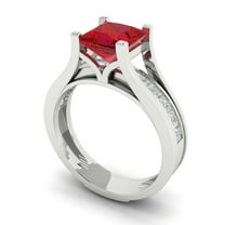 2.28 ct Brilliant Princess Cut Pink Tourmaline 14k White Gold Solitaire with Accents Engagement Bridal Wedding Ring Band Set size 6.25