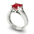 thumbnail image 1 of 2.28 ct Brilliant Princess Cut Ruby 18K White Gold Solitaire with Accents Engagement Bridal Wedding Ring Band Set size 8, 1 of 7