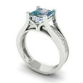 thumbnail image 1 of 2.28 ct Brilliant Princess Cut Blue Moissanite 14k White Gold Solitaire with Accents Engagement Bridal Wedding Ring Band Set size 7, 1 of 7