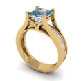 thumbnail image 1 of 2.28 ct Brilliant Princess Cut Blue Moissanite 14k Yellow Gold Solitaire with Accents Engagement Bridal Wedding Ring Band Set size 5.25, 1 of 7