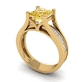 thumbnail image 1 of 2.28 ct Brilliant Princess Cut Yellow Moissanite 18K Yellow Gold Solitaire with Accents Engagement Bridal Wedding Ring Band Set size 3.5, 1 of 7