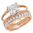 thumbnail image 1 of 2.28 ct Princess Cut Genuine Cultured Diamond SI1-SI2 J-K 18K Rose Gold Engagement Wedding Bridal Set Designer Ring bW/ Set size 3.5, 1 of 6