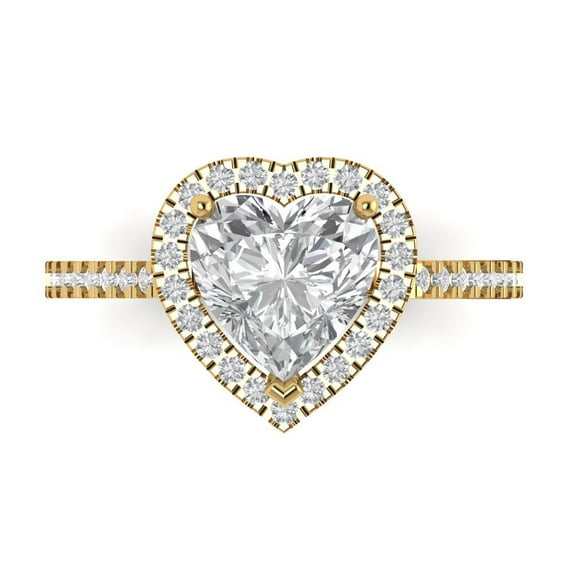 Halo Engagement Ring for Women - 2.285ct Moissanite in 14K Yellow Gold Promise Ring