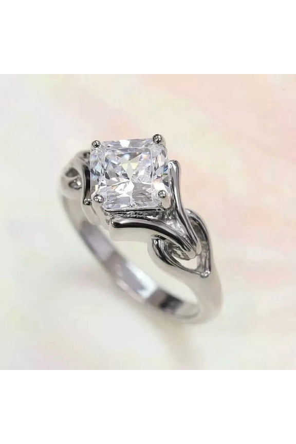 2.2Ct Asscher Cut Lab Created Diamond Engagement Ring 14K White Gold Plated
