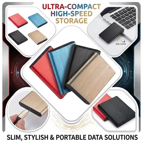 2.2IN Ultra-Slim Portable External Hard Drive, High-Speed SSD Storage for Laptop, Desktop, Mac, PC, Metal Housing, Compact Data Backup Solution,Silver