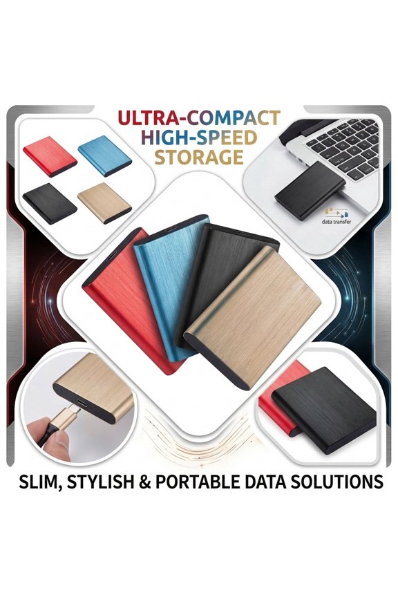 2.2IN Ultra-Slim Portable External Hard Drive, High-Speed SSD Storage for Laptop, Desktop, Mac, PC, Metal Housing, Compact Data Backup Solution,Silver