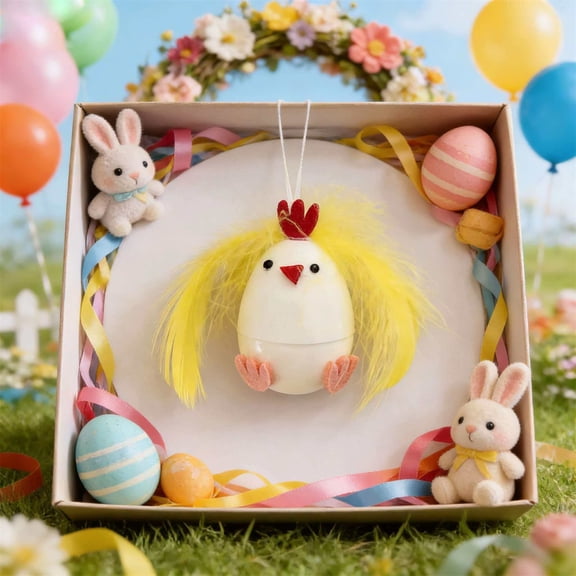 2.2In Mini Easter Egg Chicks Figurine - Miniature Fuzzy Chickens for Desktop Decor, Aesthetic Easter Party Decorations, Professional Spring Holiday Display & Gift Basket Supplies(White)