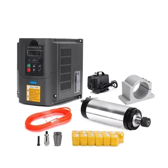 2.2KW Water Cooled Spindle Motor Kit CNC Milling Spindle 2.2KW+ 2.2KW Inverter +80mm Spindle Holder+ER20 Collet For CNC Router ,Enough Power