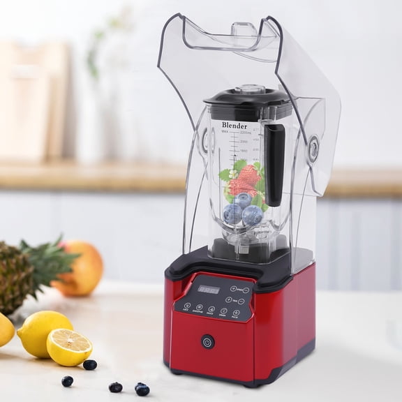 2.2L/74.4oz Blender, Red, Commercial Smoothie Maker 110V, 18000-30000r/min(8 Gears Adjustable), Timer Function for Milkshake Smoothie, Ice Blending Machine with PC Cup