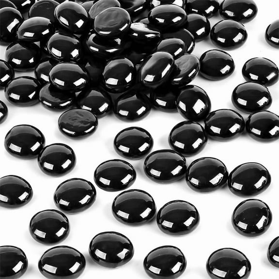 2.2LB Flat Fireproof Glass Bead Stones for Vase Fillers, Aquarium, Hydroponic Plants, Home Decoration (Black, Brown, Green, Blue, Transparent)