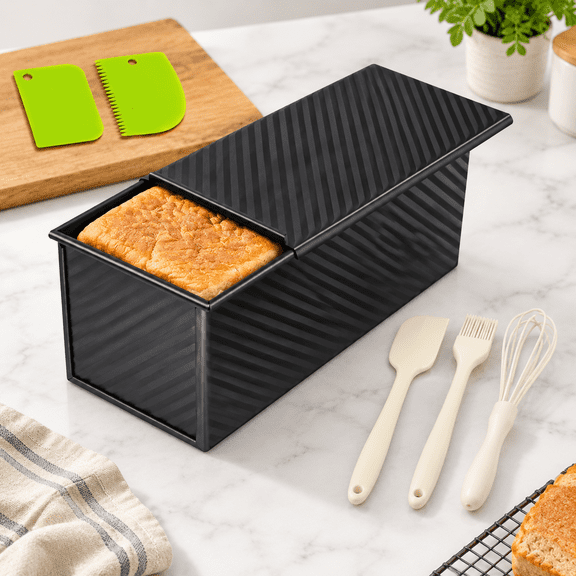 2.2LB Nonstick Carbon Steel Square Pullman Loaf Pan With Lid For Baking