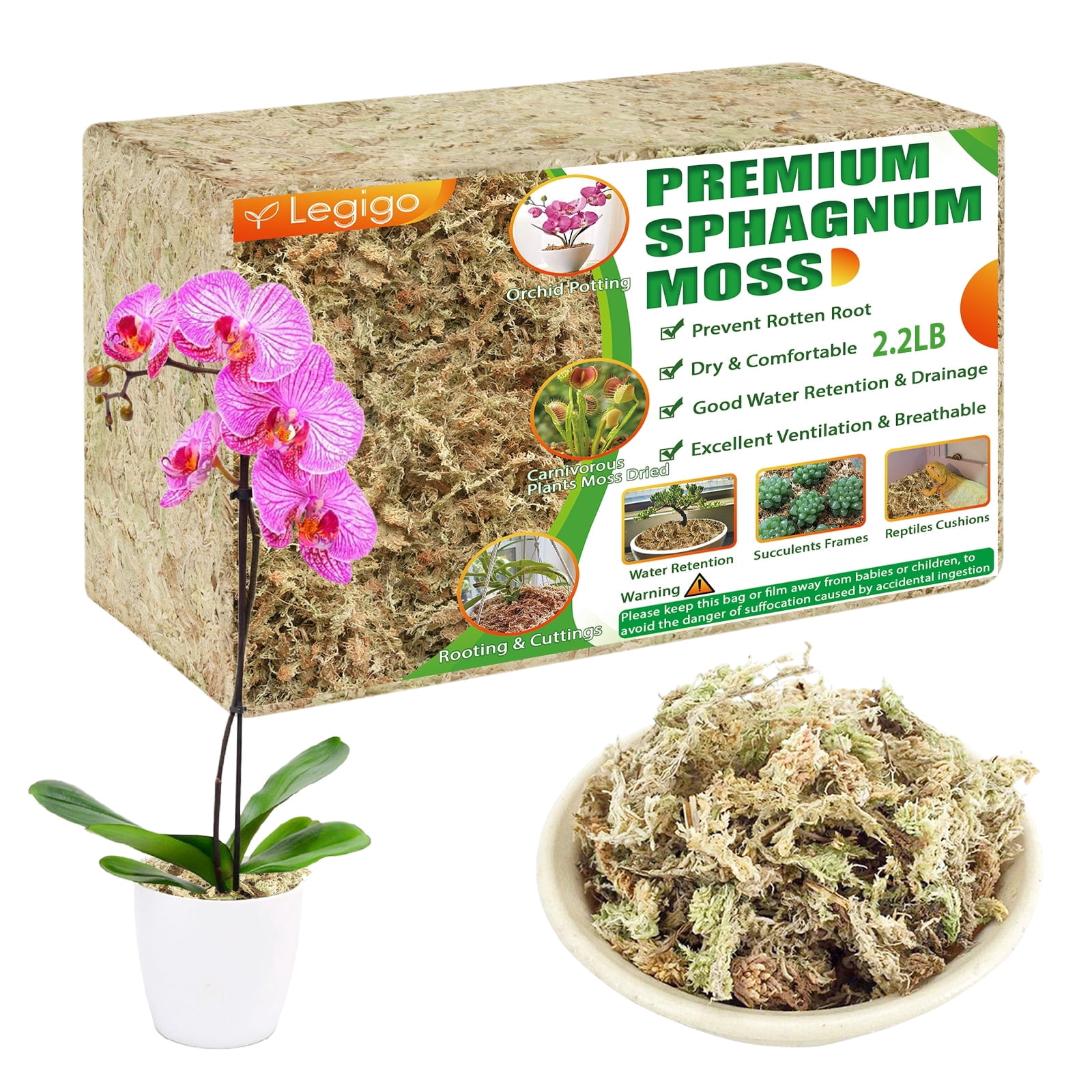 5.3oz Premium Sphagnum Moss Potting Mix- Natural Succulent Carnivorous Plants Moss Dried, Plant Growing Medium for Orchid Succulent Sarracenia Orchid