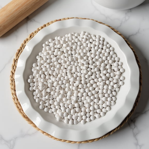 2.2Lb/1000g Ceramic Pie Weights, 10mm Baking Beads for Blind Baking, Natural Stoneware with Storage Container