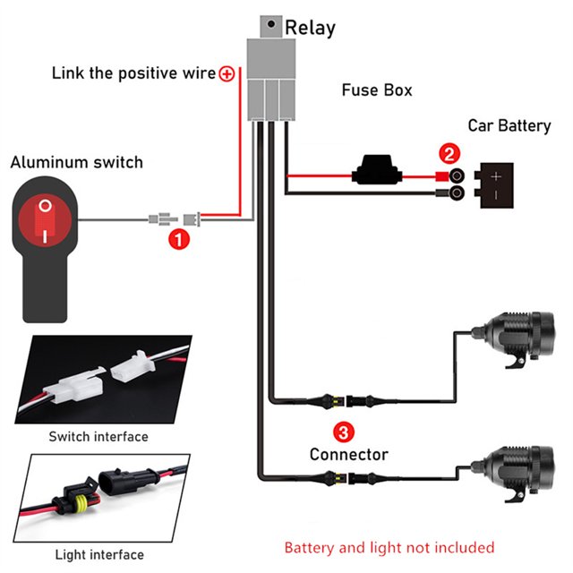 2.2M Fuse 40A 12V Relay Switch Harness Wiring for Fog Light Spot Lights