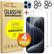 [2+2Pack]For iPhone 15 Pro Max Screen Protector with Camera Lens Protector Dynamic Island Compatible Case Friendly Tempered Glass Film [9H Hardness] Designed for iPhone 15 Pro Max (6.7 Inch)
