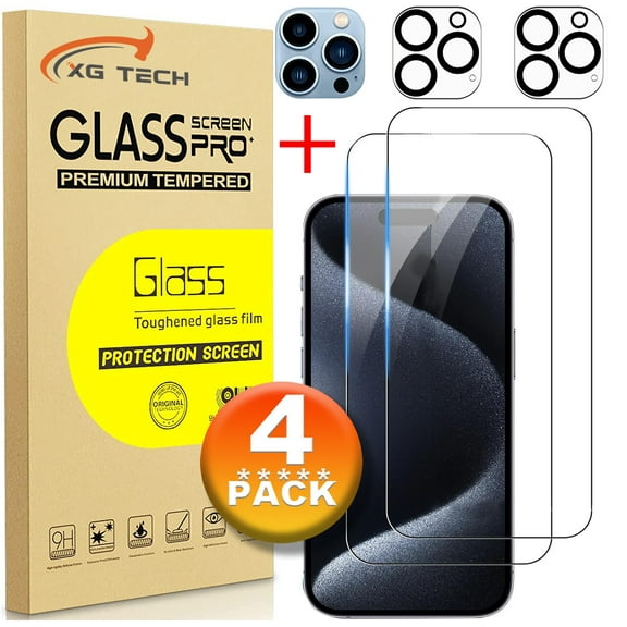 [2 2Pack]For iPhone 15 Pro Max Screen Protector with Camera Lens Protector Dynamic Island Compatible Case Friendly Tempered Glass Film [9H Hardness] Designed for iPhone 15 Pro Max (6.7 Inch)