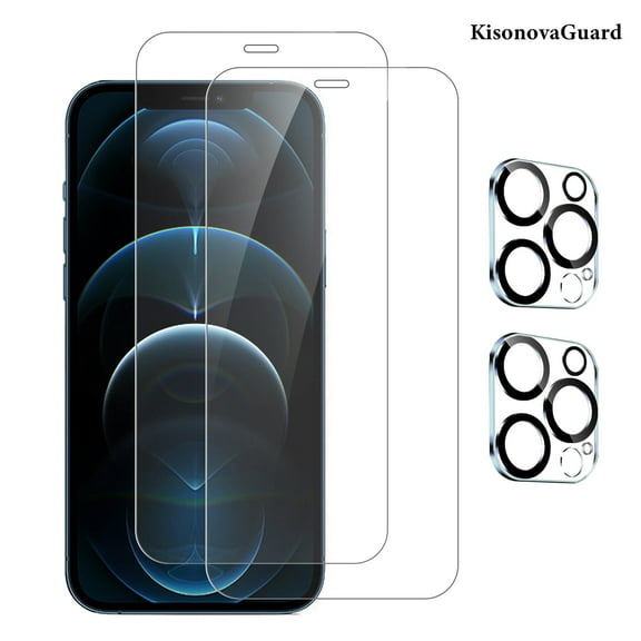 [2+2Pack]For iphone 12 Pro Max Screen Protector with Camera Lens Protector,Sensor Protection,Dynamic Island Compatible,Case Friendly Tempered Glass Film[9H Hardness]designed for 12 Pro Max