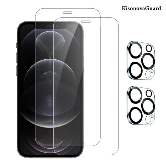 [2 2Pack]For iphone 12 Pro Screen Protector with Camera Lens Protector,Sensor Protection,Dynamic Island Compatible,Case Friendly Tempered Glass Film[9H Hardness]designed for 12 Pro