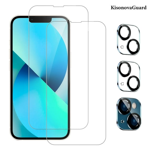 [2 2Pack]For iphone 13 Screen Protector with Camera Lens Protector,Sensor Protection,Dynamic Island Compatible,Case Friendly Tempered Glass Film[9H Hardness]designed for 13