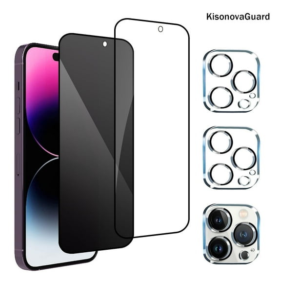 [2 2Pack]For iphone 14 Pro Max Screen Protector, HD and Privacy Tempered Glass Screen Protector with Camera Lens Protector[9H Hardness][3D Curved][Anti-Privacy]for 14 Pro Max(6.7 Inch)