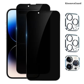 [2+2Pack]For iphone 14 Pro Screen Protector and Camera Lens Film[Privacy Tempered Glass Protector][9H Hardness][No-Bubble][3D Full Coverage]for iphone 14 Pro(6.1 Inch)