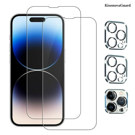 [2 2Pack]For iphone 14 Pro Screen Protector with Camera Lens Protector,Sensor Protection,Dynamic Island Compatible,Case Friendly Tempered Glass Film[9H Hardness]designed for 14 Pro(6.1 Inch)