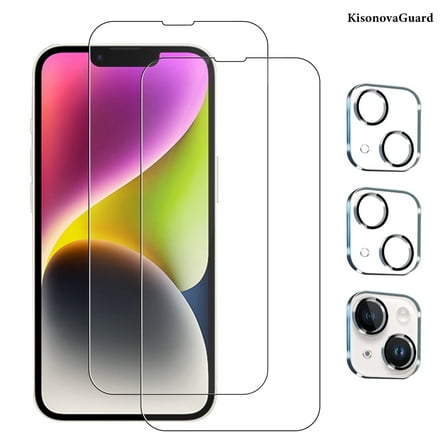 [2 2Pack]For iphone 14 Screen Protector with Camera Lens Protector,Sensor Protection,Dynamic Island Compatible,Case Friendly Tempered Glass Film[9H Hardness]designed for 14(6.1 Inch)