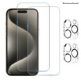 thumbnail image 1 of [2+2Pack]For iphone 15 Pro Screen Protector with Camera Lens Protector,Sensor Protection,Dynamic Island Compatible,Case Friendly Tempered Glass Film[9H Hardness]designed for 15 Pro(6.1 Inch), 1 of 7