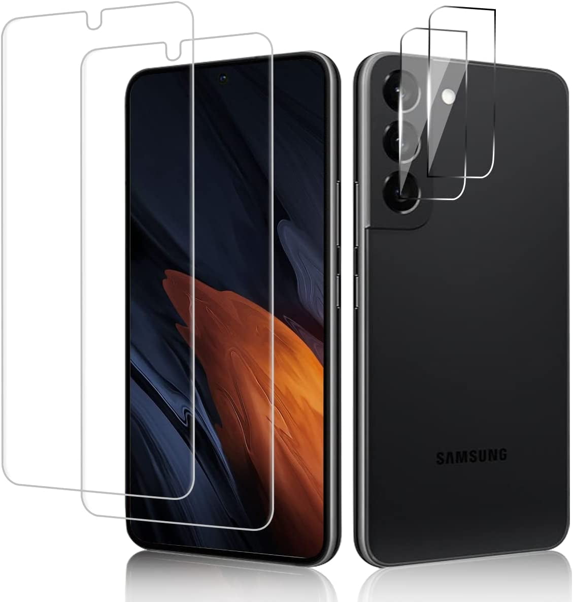 2+2Pack Galaxy S22 Plus Screen Protector,Contain 2Pack Camera Lens