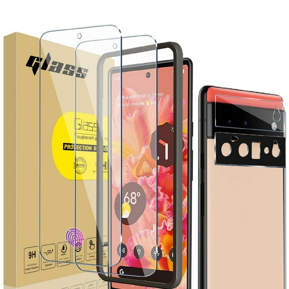 [2+2Pack] for Google Pixel 6 Screen Protector and Camera Lens Protector, 9H Tempered Glass Film, Anti-Scratch, Case Friendly, Easy Installation, Bubble Free