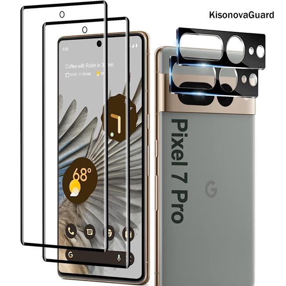 [2+2Pack] for Google Pixel 7 Pro Screen Protector with Camera Lens Protector [Fingerprint Unlock Support] [9H Hardness] [Easy to Install] [HD Clear] Tempered Glass Screen Protector for Pixel 7 Pro