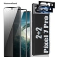 thumbnail image 1 of [2+2Pack] for Google Pixel 7 Pro Screen Protector, HD and Privacy Tempered Glass Screen Protector with Camera Lens Protector [9H Hardness] [3D Curved][Anti-Privacy] for Pixel 7 Pro 5G, 1 of 6