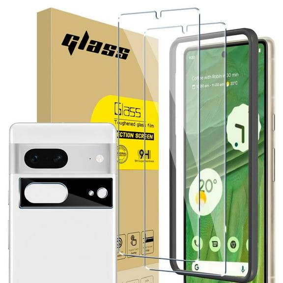 [2+2Pack] for Google Pixel 7 Screen Protector and Camera Lens Protector, 9H Tempered Glass Film, Anti-Scratch, Case Friendly, Easy Installation, Bubble Free