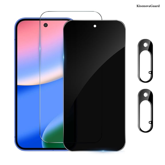 [2+2Pack] KisonovaGuard for Google Pixel 10 HD and Privacy Screen Protector and Camera Lens Film [Tempered Glass Protector] [9H Hardness] [No-Bubble] [3D Full Coverage]