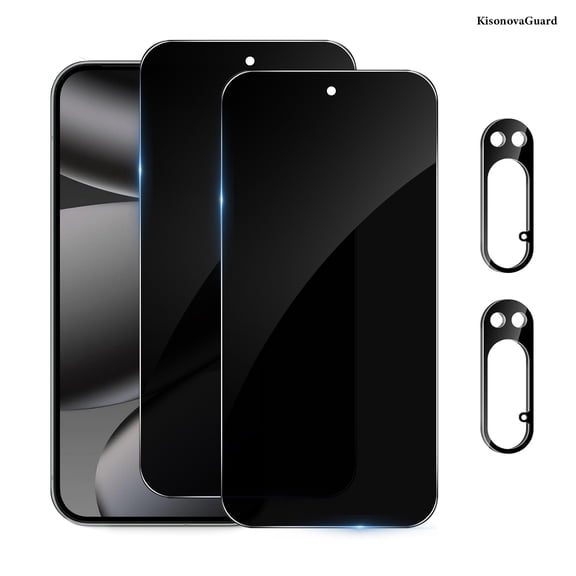 [2+2Pack] KisonovaGuard for Google Pixel 10 Pro Screen Protector and Camera Lens Film [Privacy Tempered Glass Protector] [9H Hardness] [No-Bubble] [3D Full Coverage]