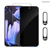 [2+2Pack] KisonovaGuard for Google Pixel 9 Pro HD and Privacy Screen Protector and Camera Lens Film [Tempered Glass Protector] [9H Hardness] [No-Bubble] [3D Ful