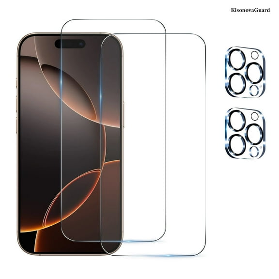 [2 2Pack] KisonovaGuard For iPhone 16 Pro Screen Protector with Camera Lens Protector,Sensor Protection,Dynamic Island Compatible,Case Friendly Tempered Glass Film[9H Hardness]designed for 16 Pro