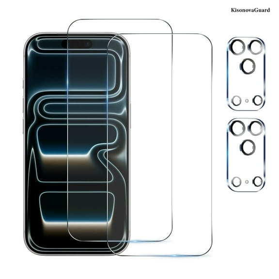 [2 2Pack] KisonovaGuard for iPhone 17 Pro Max Screen Protector with Camera Lens Protector,Sensor Protection,Dynamic Island Compatible,Case Friendly Tempered Glass Film[9H Hardness]