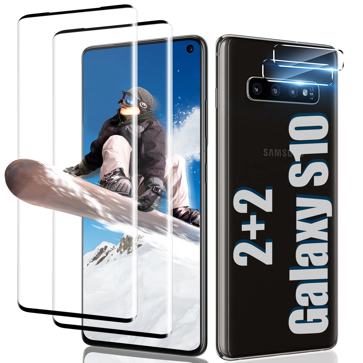2+2PackFor Galaxy S10 Screen Protector with Camera Lens Protector
