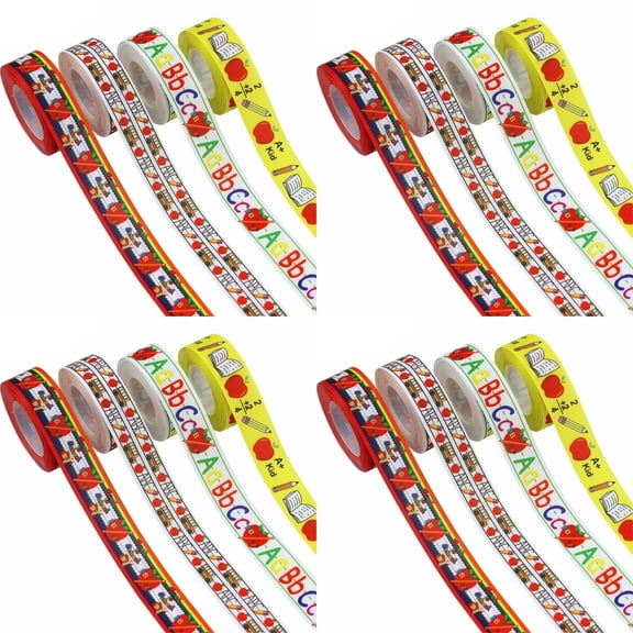 2.2cm Printed Fabric Ribbon For Crafts, Heat Transfer Ribbon DIY Butterfly Festival Wrapping And Seasonal Decoration (A*1+B*1+C*1+D*1)