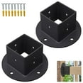 thumbnail image 1 of 2×2in Square Fence Pole Flange Base Pergola Post Brackets Kit for Deck Railing, 1 of 9