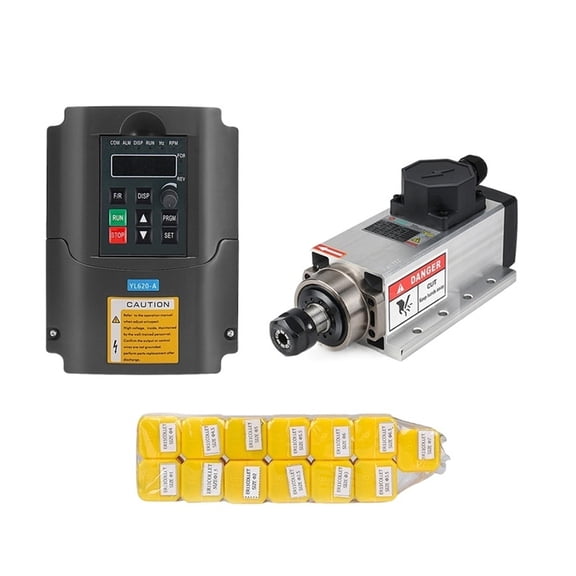 2.2kw Air-cooled Square Spindle Motor Kit 2200w Spindle +2.2kw 220 Inverter + ER20 Collet Air Spindle Motor Engraving Millingg ,Anti-Rust