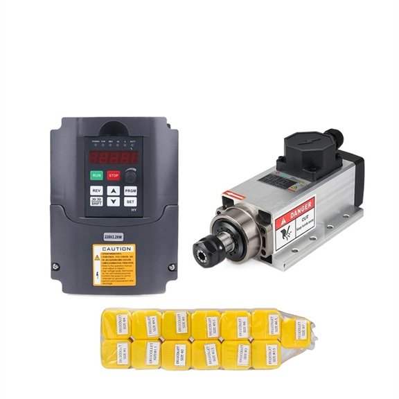 2.2kw Air-cooled Square Spindle Motor Kit 2200w Spindle +2.2kw 220 Inverter + ER20 Collet Air Spindle Motor Engraving Millingg ,Anti-Rust